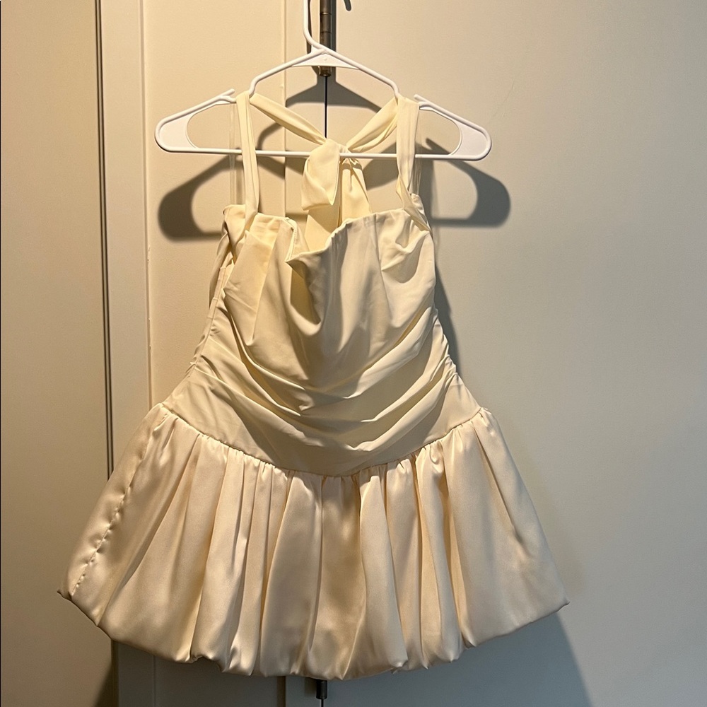 Oh Polly Ivory Satin Dress